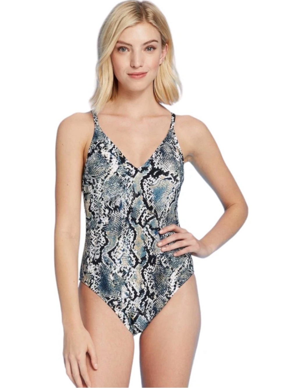 Shade & Shore Snakeskin Print One-Piece Swimsuit Size M